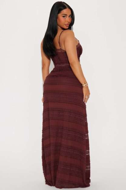 Conjunto de Falda Maxi y Top en Encaje - Marrón - Image 3