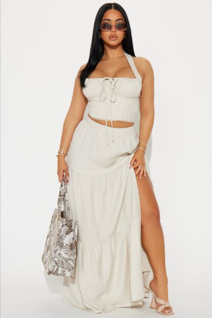 Conjunto de Falda Larga y Corset Estilo Campestre