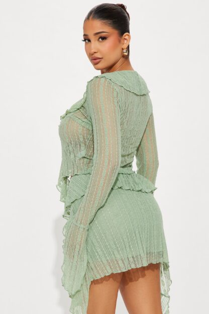 Conjunto de Falda y Top con Encaje y Manga Campana - Image 9