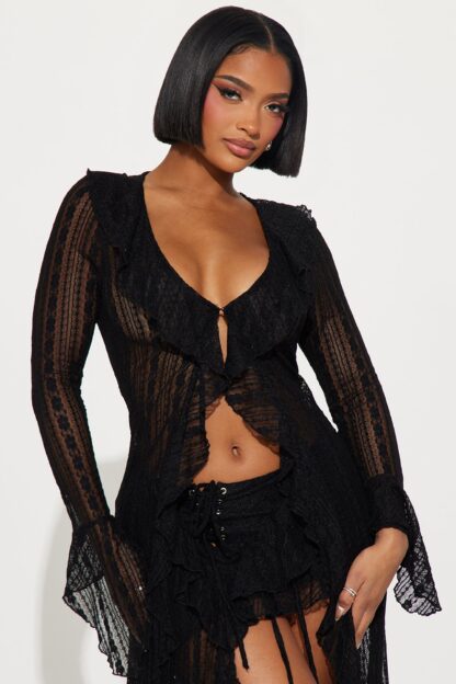 Conjunto de Falda Volanteada y Cardigan de Manga Larga - Image 2