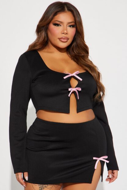Conjunto de Falda y Top Manga Larga con Detalles de Lazos - Image 6
