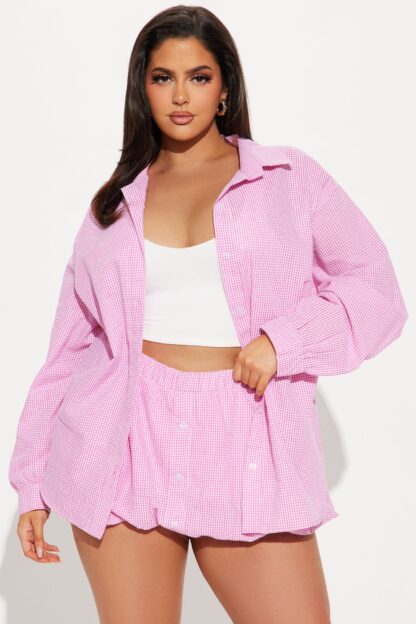 Conjunto de Falda Burbuja y Camisa en Rosa - Image 5